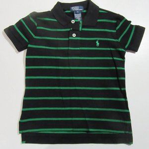 Polo Ralph Lauren Boys Short Sleeve Polo Shirt Black with Green Stripes Size 4